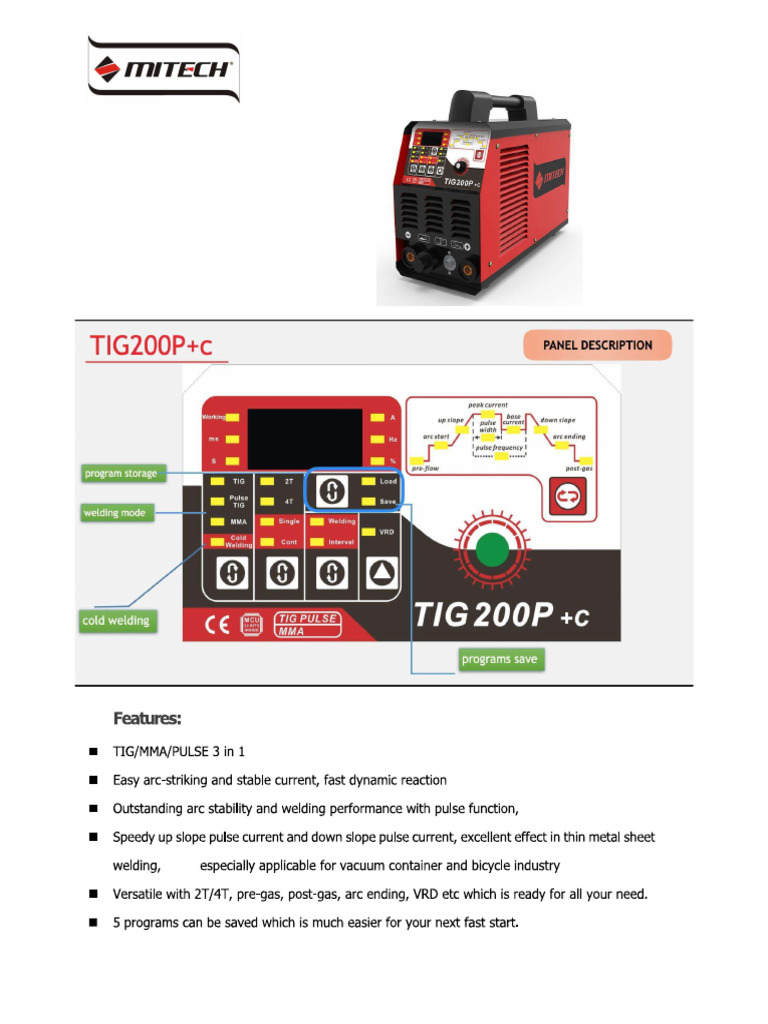 Tig 200 P + C Mitech | PDF