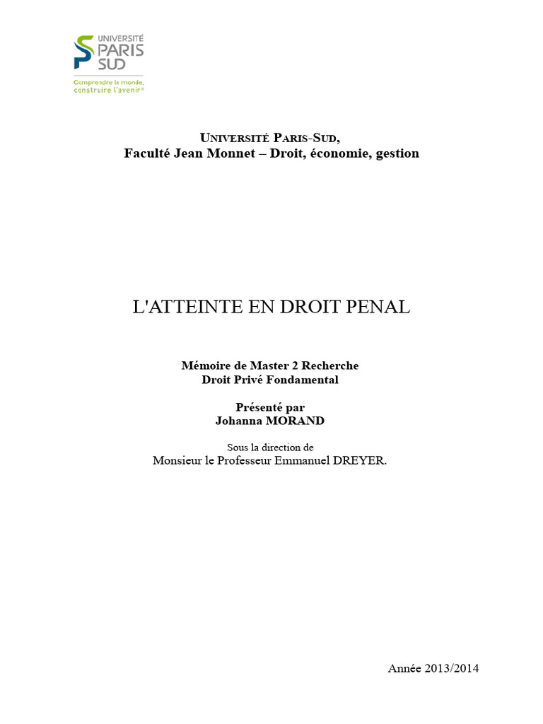 Notion d'Atteinte en Droit Pénal | PDF | Crimes | Crime et violence