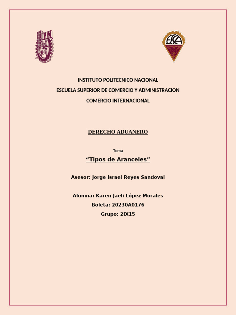 Tipos de Aranceles en Comercio Exterior | PDF | Arancel | aduana