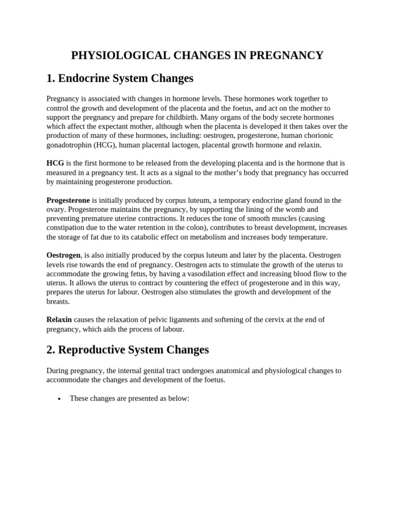 Physiological Changes in Pregnancy - 1208630009 | PDF | Uterus | Vagina