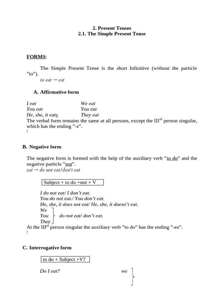 Simple Present Tense Explained | PDF | Grammatical Tense | Verb