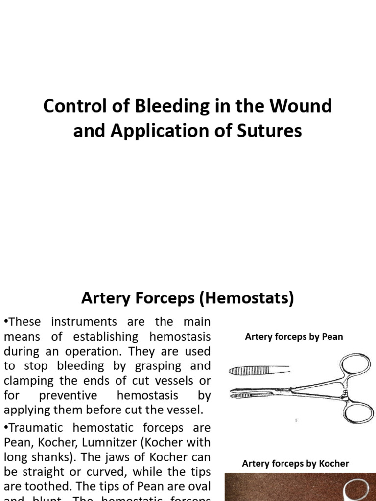 Wound Bleeding Control and Suturing Techniques | PDF | Surgical Suture