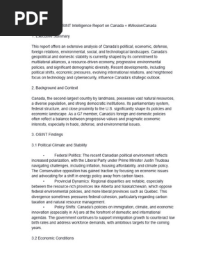 Comprehensive OSINT Intelligence Report on Canada + #MissionCanada