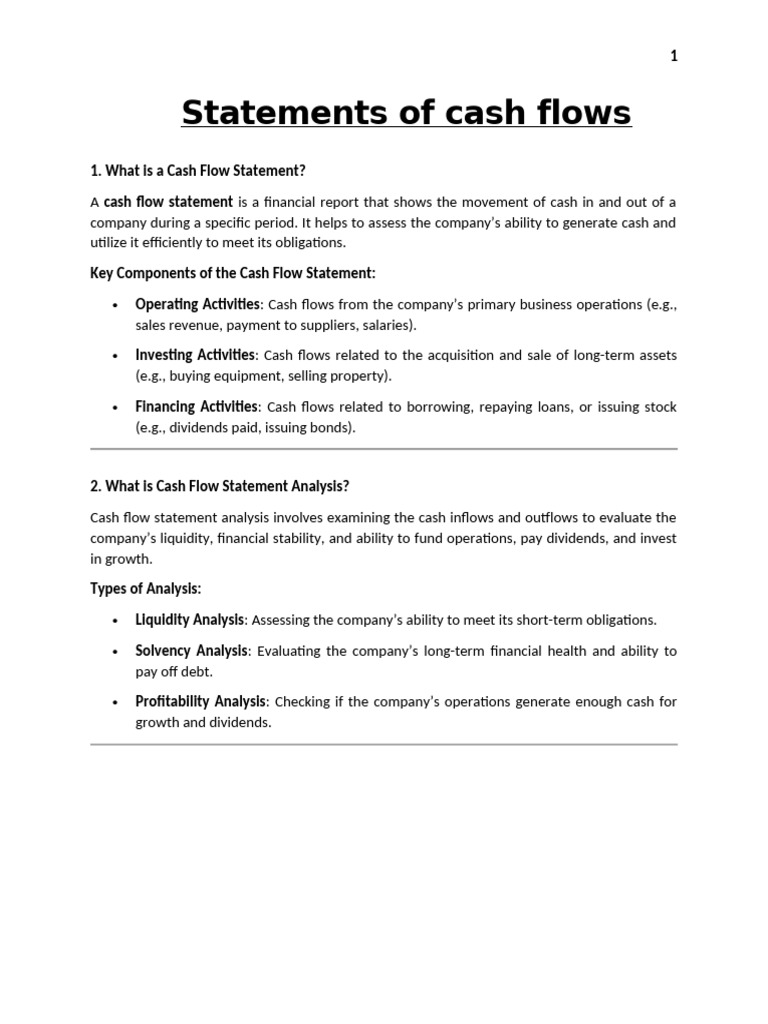 Understanding Cash Flow Statements | PDF | Cash Flow Statement | Equity ...
