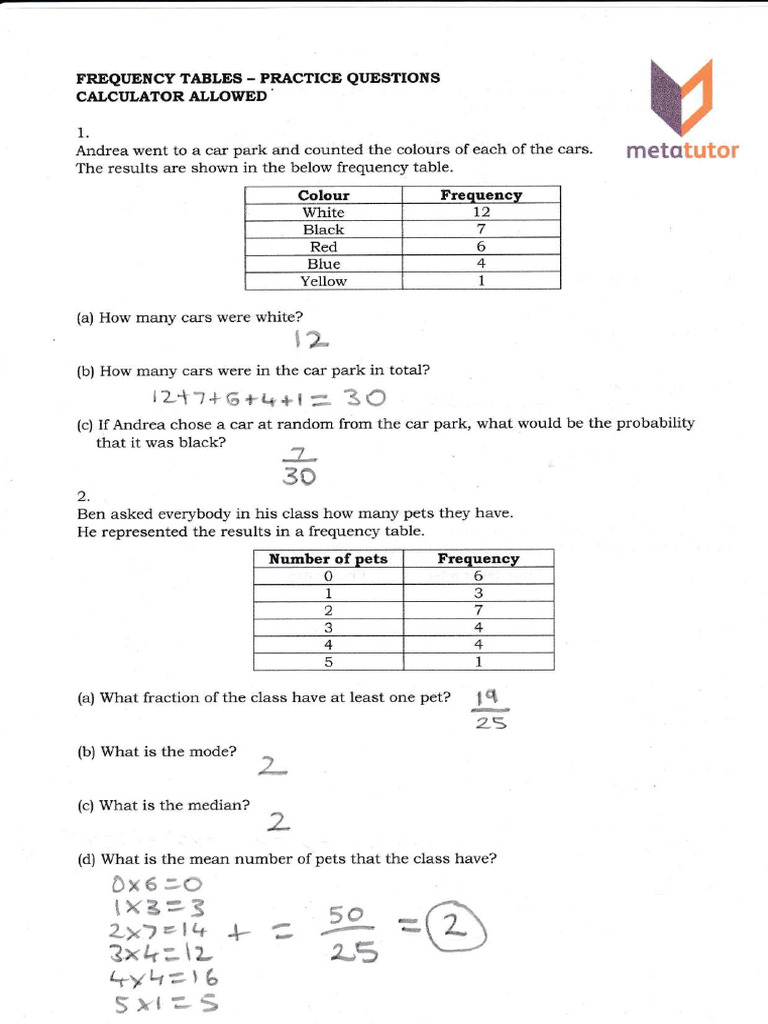 Frequency Tables and Data Analysis | PDF