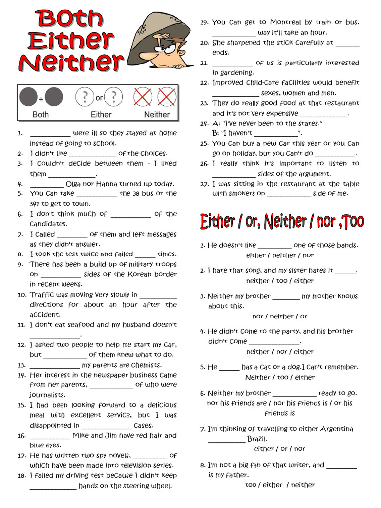 English Grammar: Using Either, Neither | PDF
