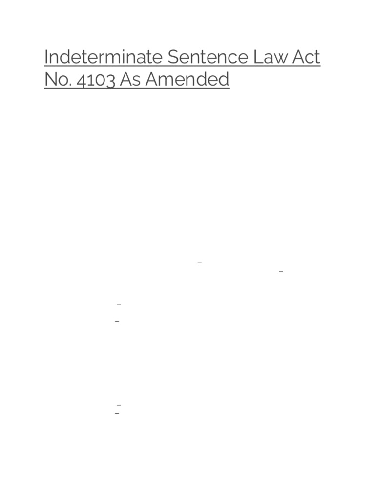 Indeterminate Sentence Law Overview | PDF | Sentence (Law) | Parole