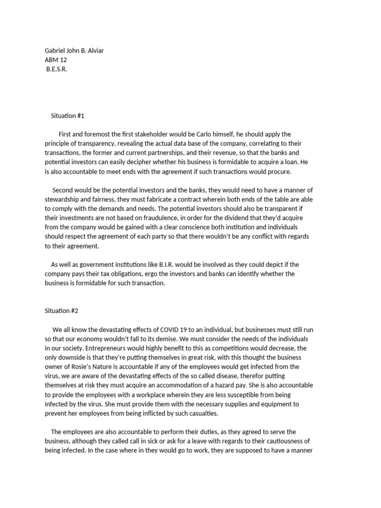 Besr Situation Activity 1 | PDF | Banks | Risk