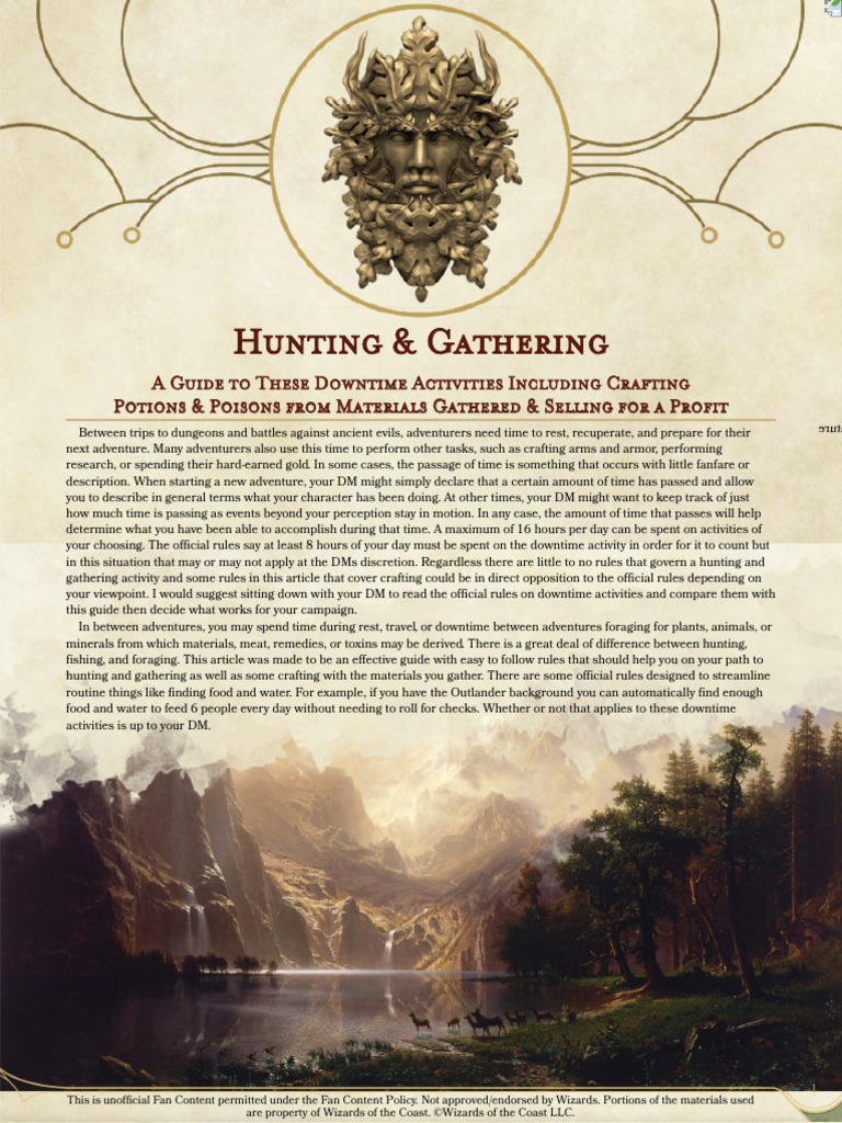 Hunting & Gathering - A D&D Downtime Activity Guide - GM Binder | PDF ...