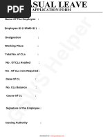 GSWS Casual Leave Application Form | PDF