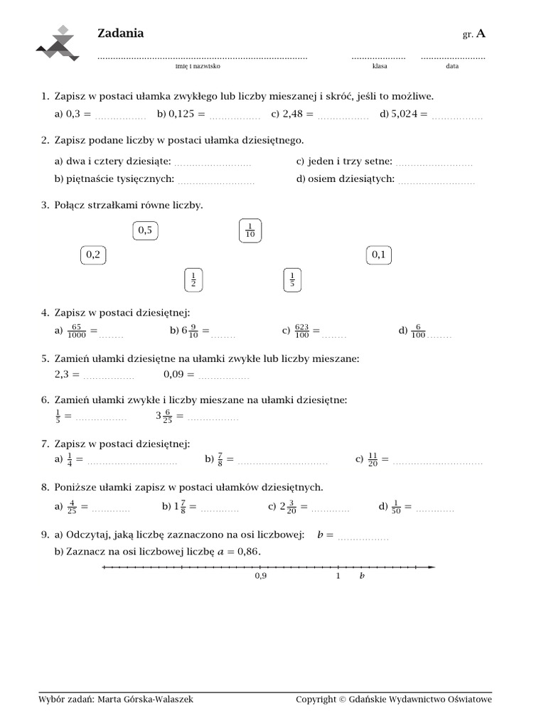 Klasa 5 Dziesietny | PDF
