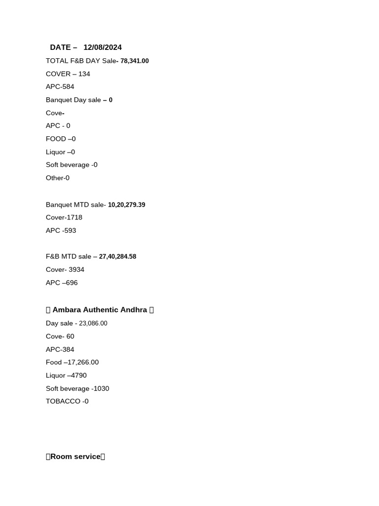Daily Sales Report Summary | PDF