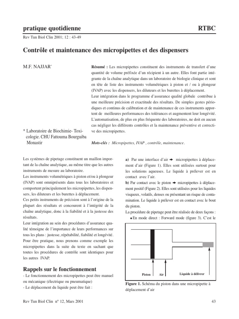 Maintenance des IVAP en laboratoire | PDF