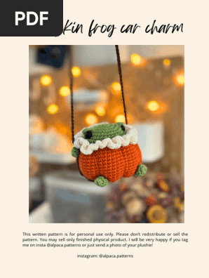 Pumpkin Frog Car Charm Crochet Pattern