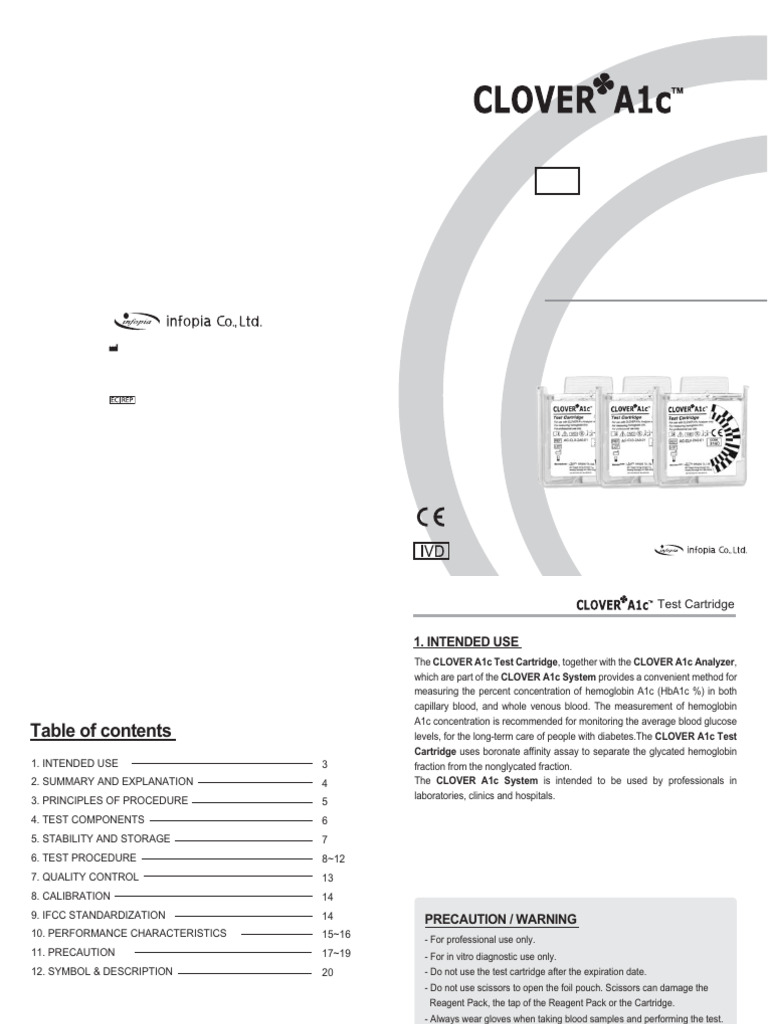 CLOVER A1c Test Cartridge Instructions | PDF | Glycated Hemoglobin ...