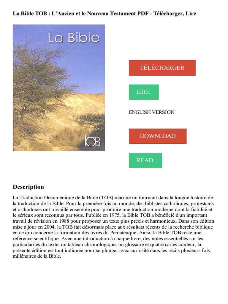 Télécharger la Bible TOB en PDF | PDF | Bible | Ancien testament