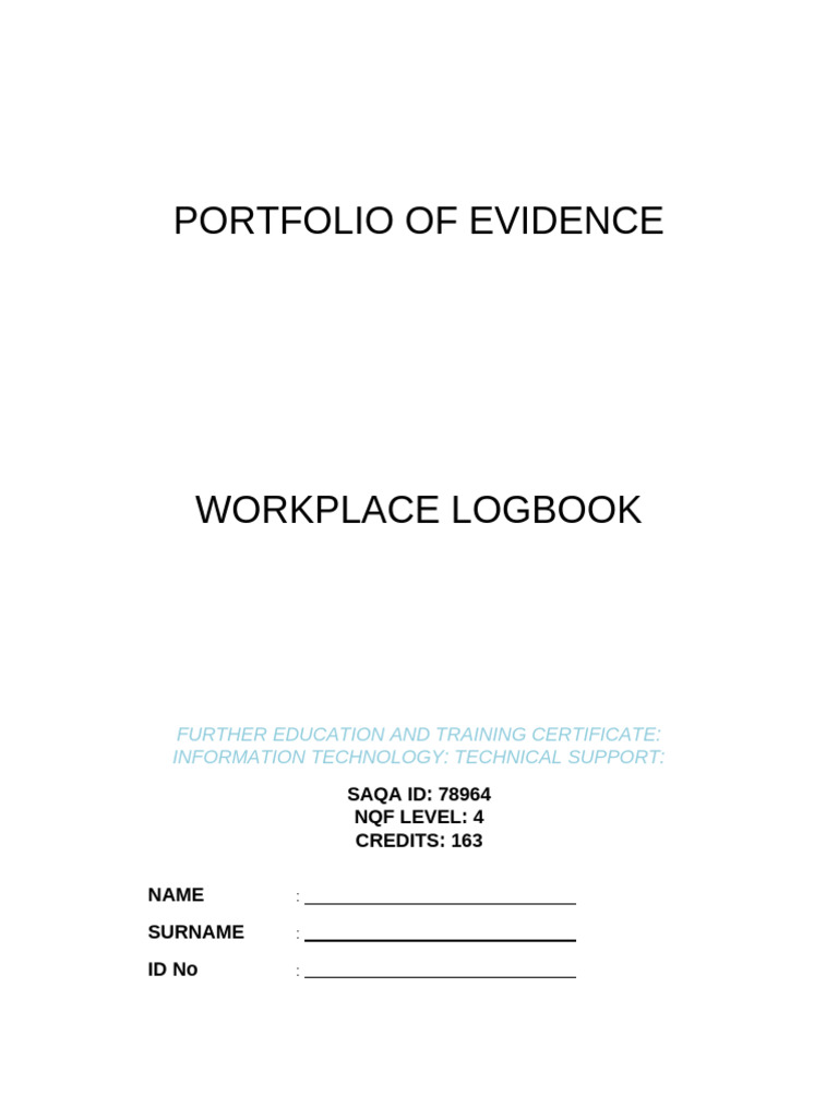 Workplace Logbook for ICT Technician | PDF | Computer Network ...