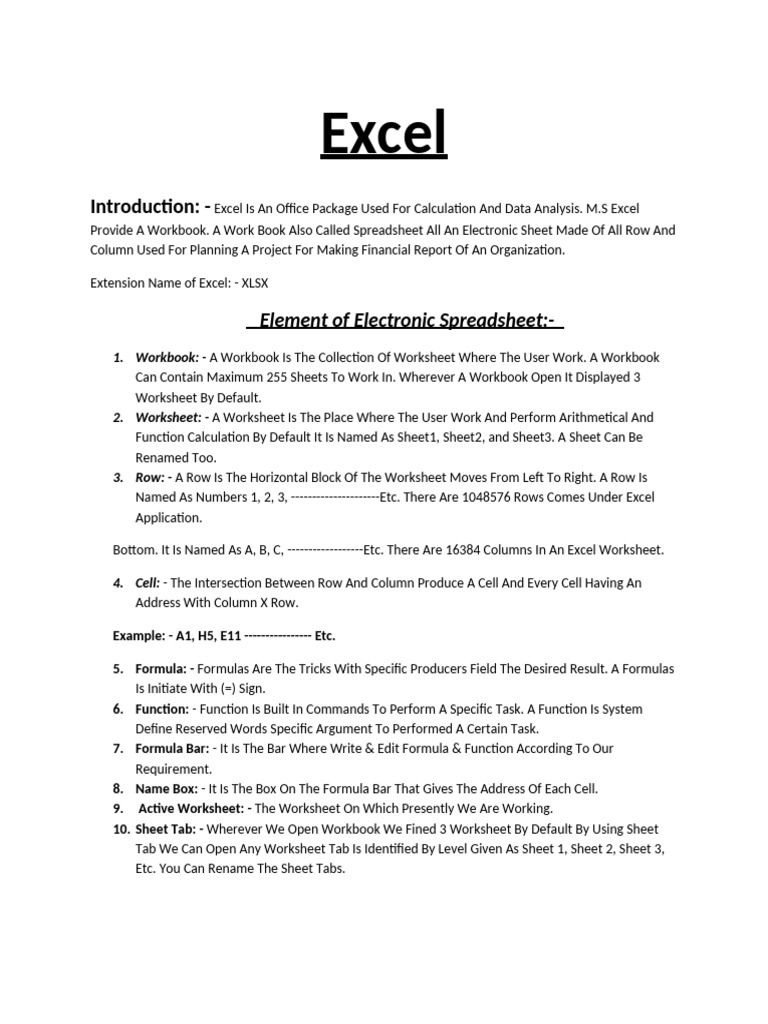 Excel notes copy pdf microsoft excel spreadsheet