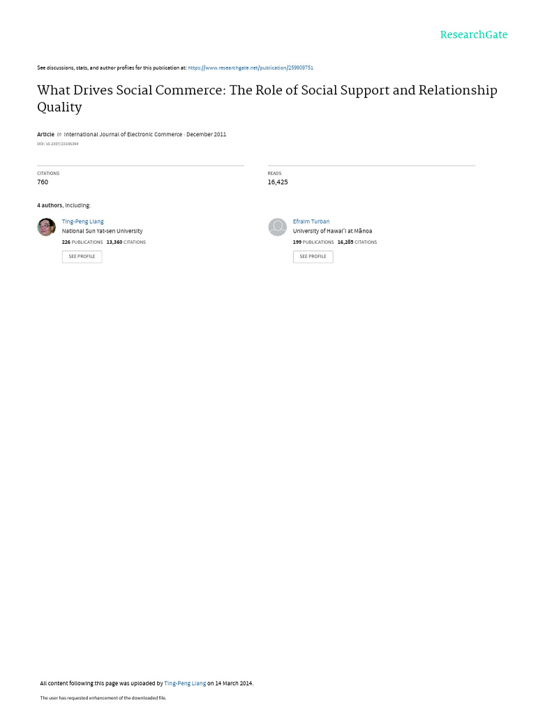What Drives Social Commerce The Role of Social Support and Relationship ...