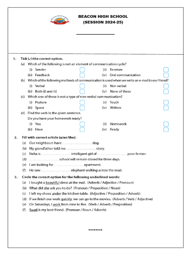 Class Ix It Communication Skills Pdf