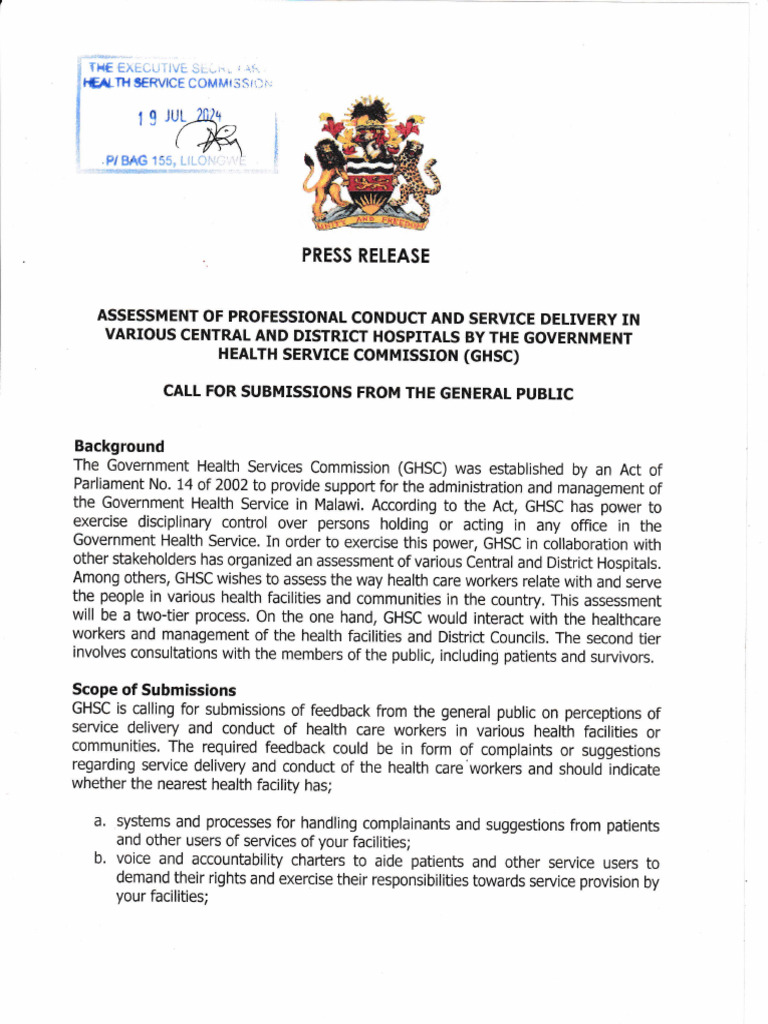 GHSC Press Release - 20240719 - 0001 | PDF | Health Care | Social Programs