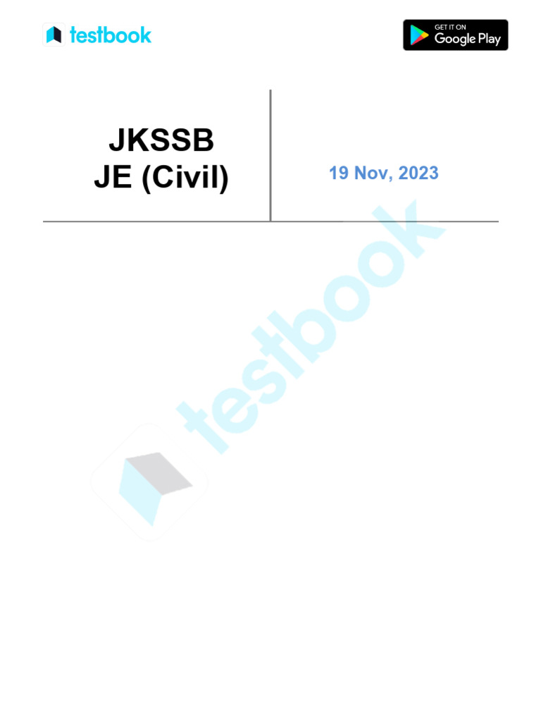JKSSB JE Civil Previous Year Papers 2023 | PDF | Liquids | Stress ...
