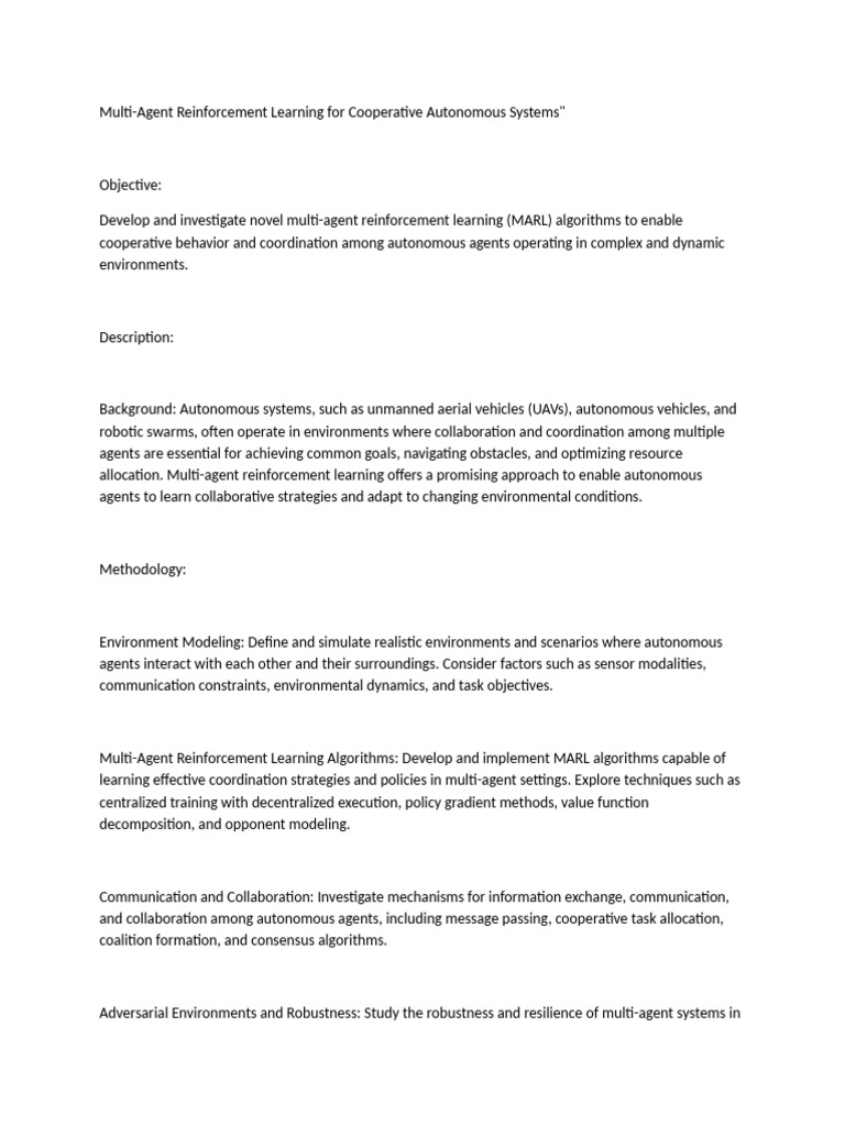 Multi-Agent Learning for Autonomous Systems | PDF | Robotics | Unmanned ...