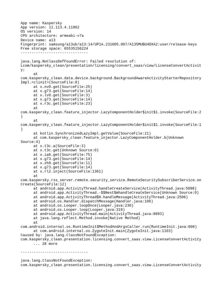 Stack Trace 2024.10.19 04-41-03.774 | PDF | Android (Operating System ...