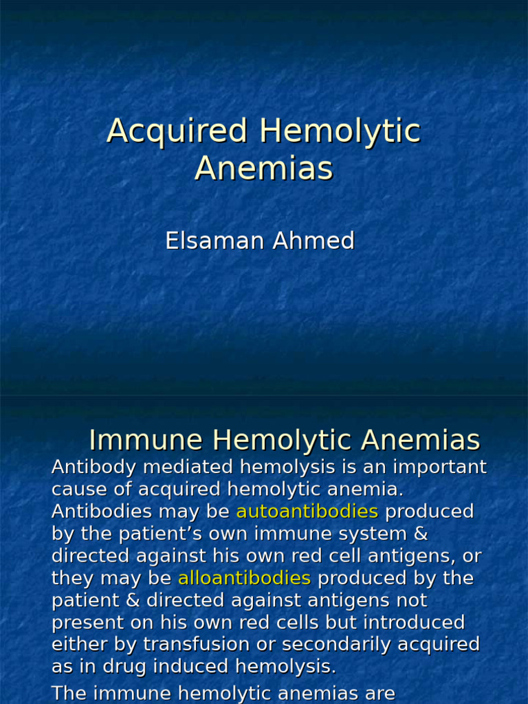 Acquired Hemolytic Anemias | PDF | Clinical Medicine | Tissue (Biology)