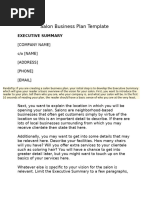Salon Business Plan Template