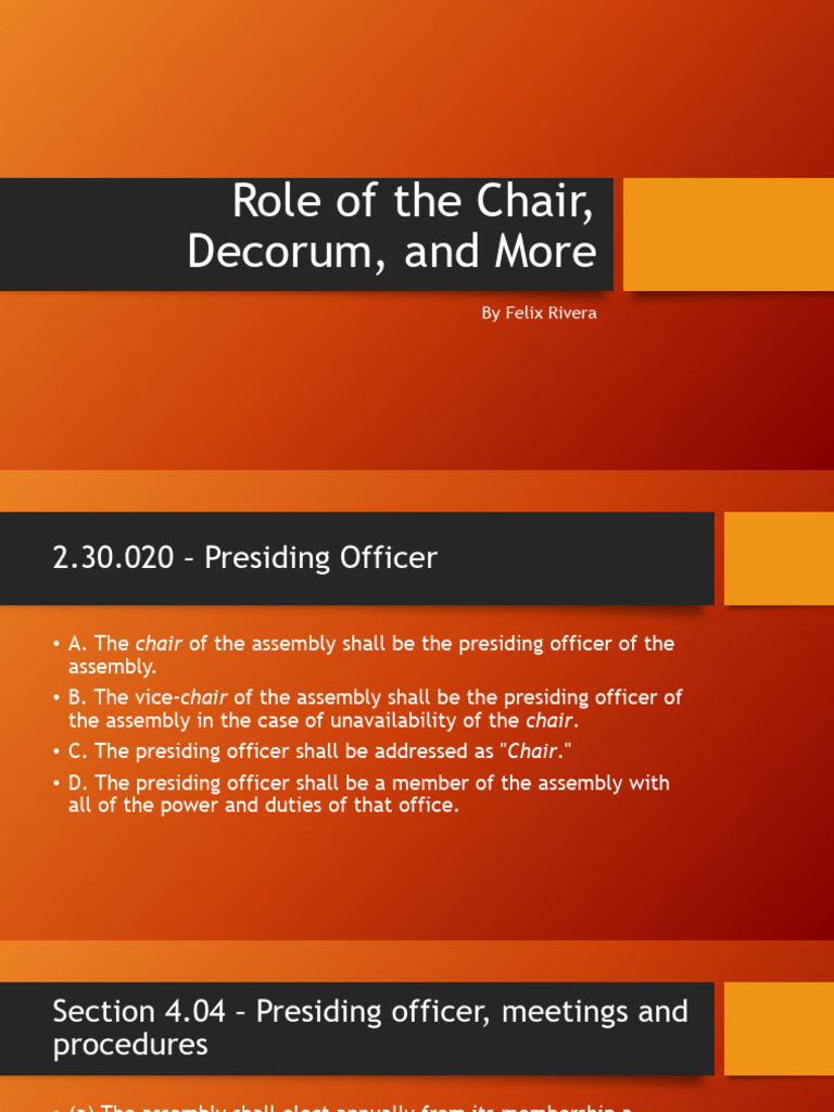 Chair's Role and Decorum Guidelines | PDF | Justice | Crime & Violence