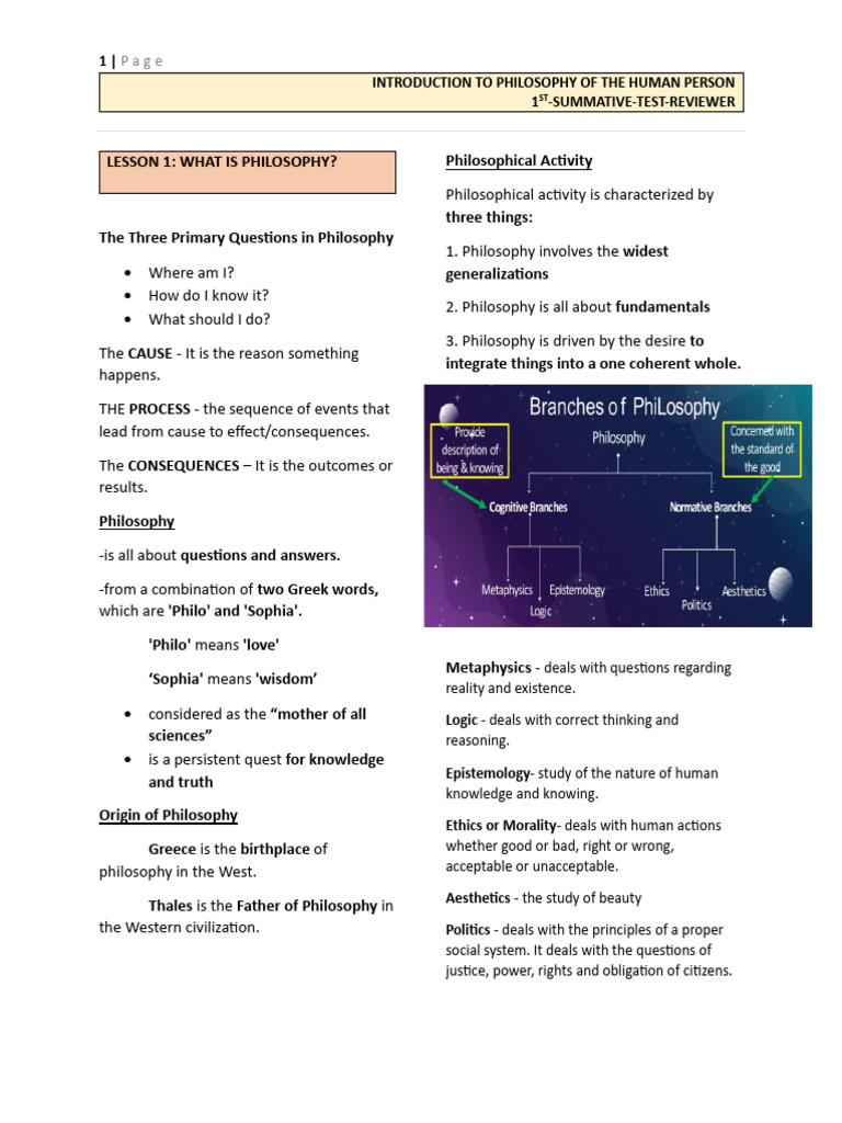 Philosophy of the Human Person Overview | PDF | Reason | Critical Thinking