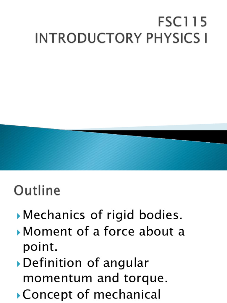 FSC115 Mechanics of Rigid Bodies | PDF | Torque | Force
