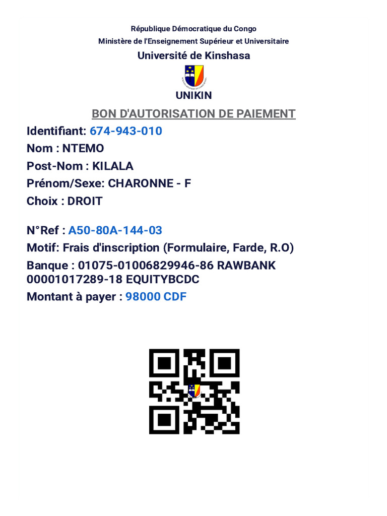 Autorisation de Paiement UNIKIN | PDF