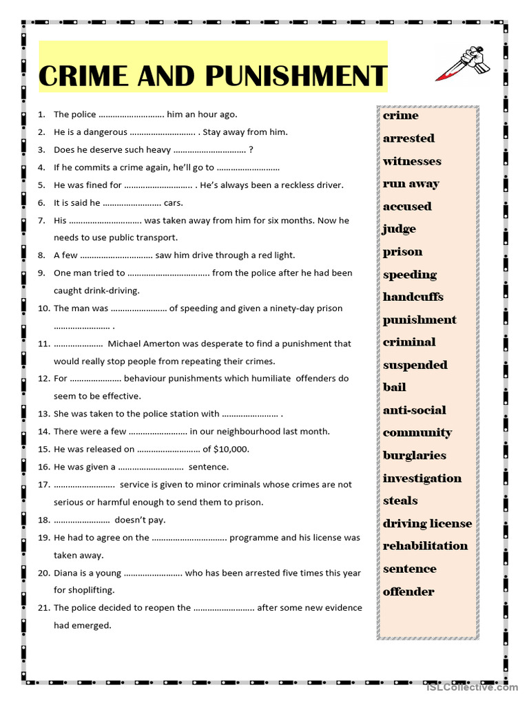 Crime and Punishment Vocabulary Guide | PDF | Crimes | Crime & Violence
