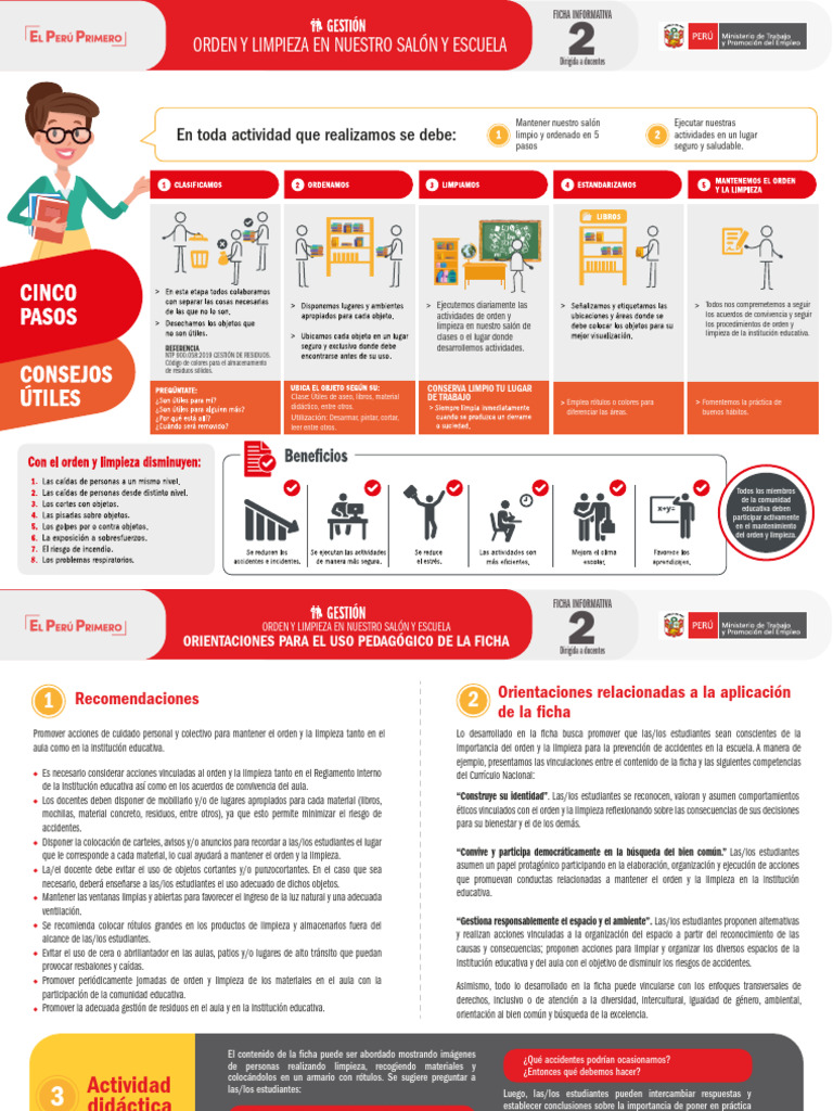 Limpieza De Aula Pdf Enseñando Salón De Clases