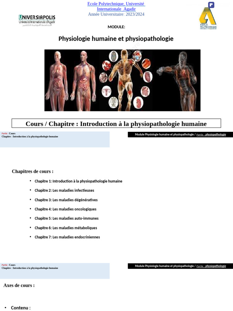 Introduction à la Physiopathologie Humaine | PDF | Agent infectieux ...