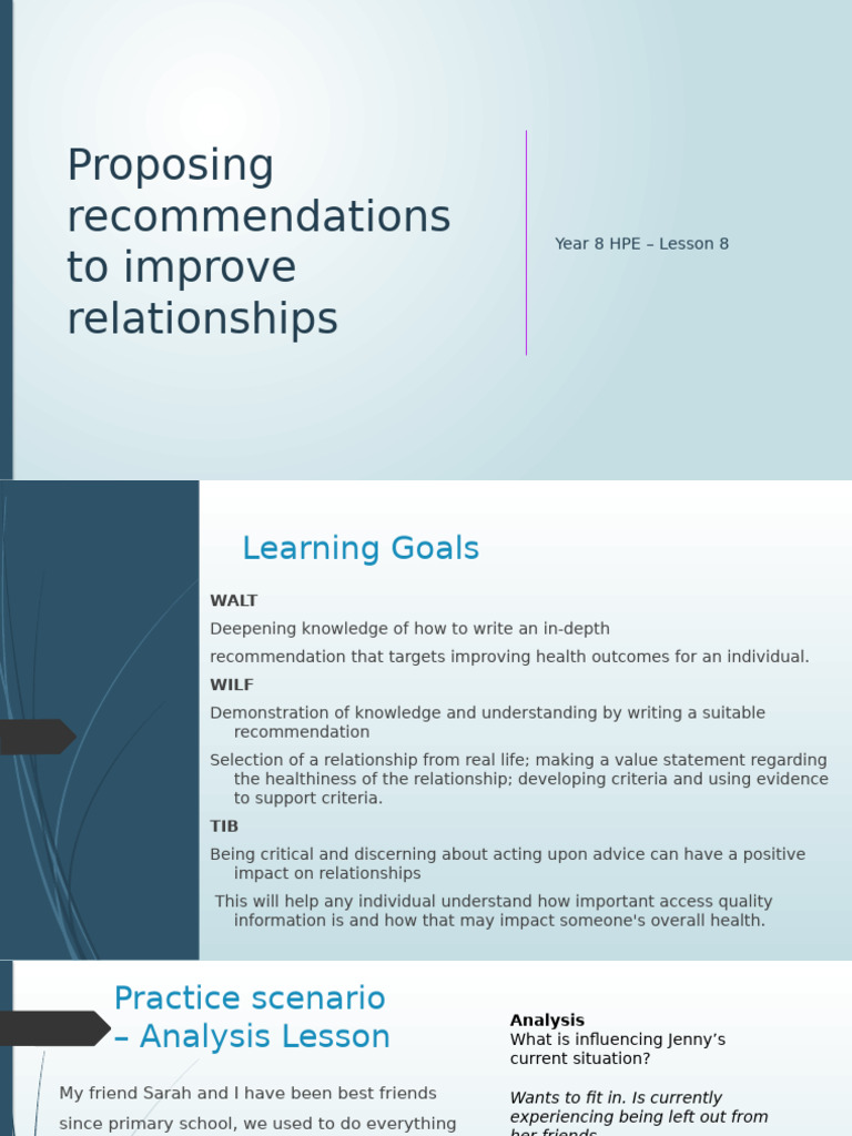 Lesson+8+ +Recommendations+for+Relationships | PDF | Behavioural ...