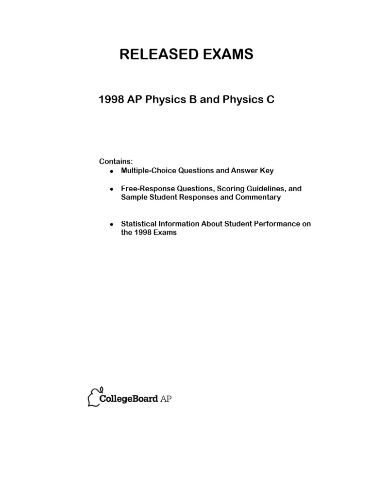 Released Exams: 1998 AP Physics B and Physics C | PDF