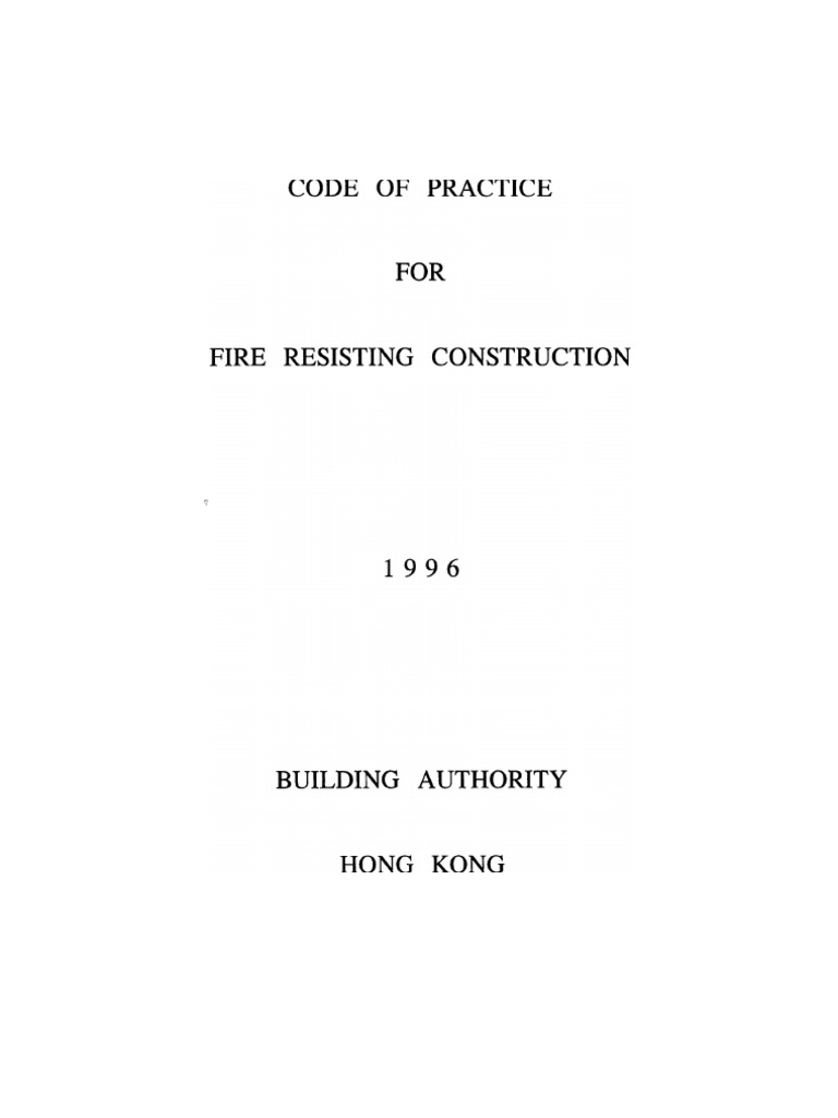 Code of Practice For Fire Resisting Construction 1996 | PDF