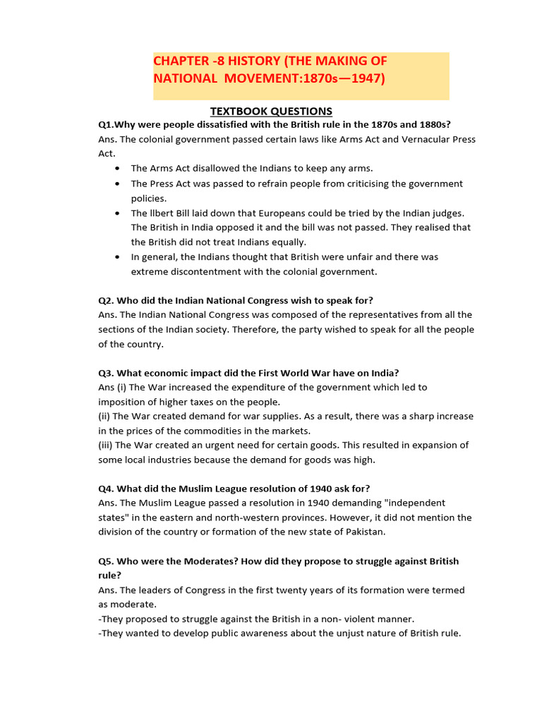 British Rule Discontent and Nationalism | PDF | British Raj | Politics ...