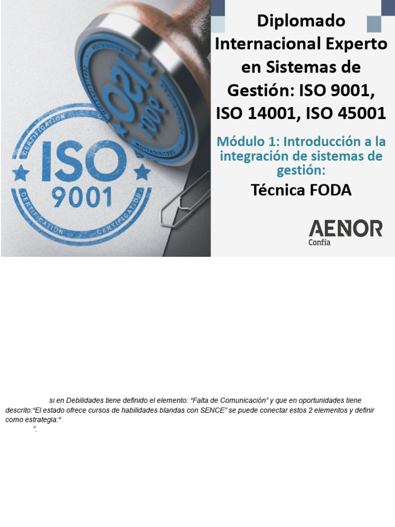 Guía Práctica para FODA en Gestión ISO | PDF | Análisis FODA | Business
