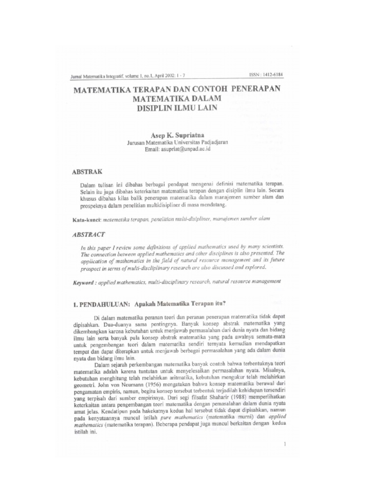 Matematika Terapan Dan Contoh Penerapan Matematika Dalam Disiplin Ilmu Lain