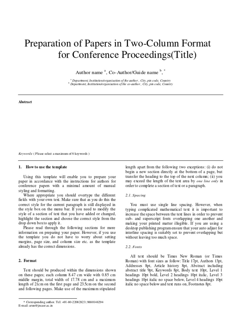 Preparation of Papers in Two-Column Format For Conference Proceedings ...
