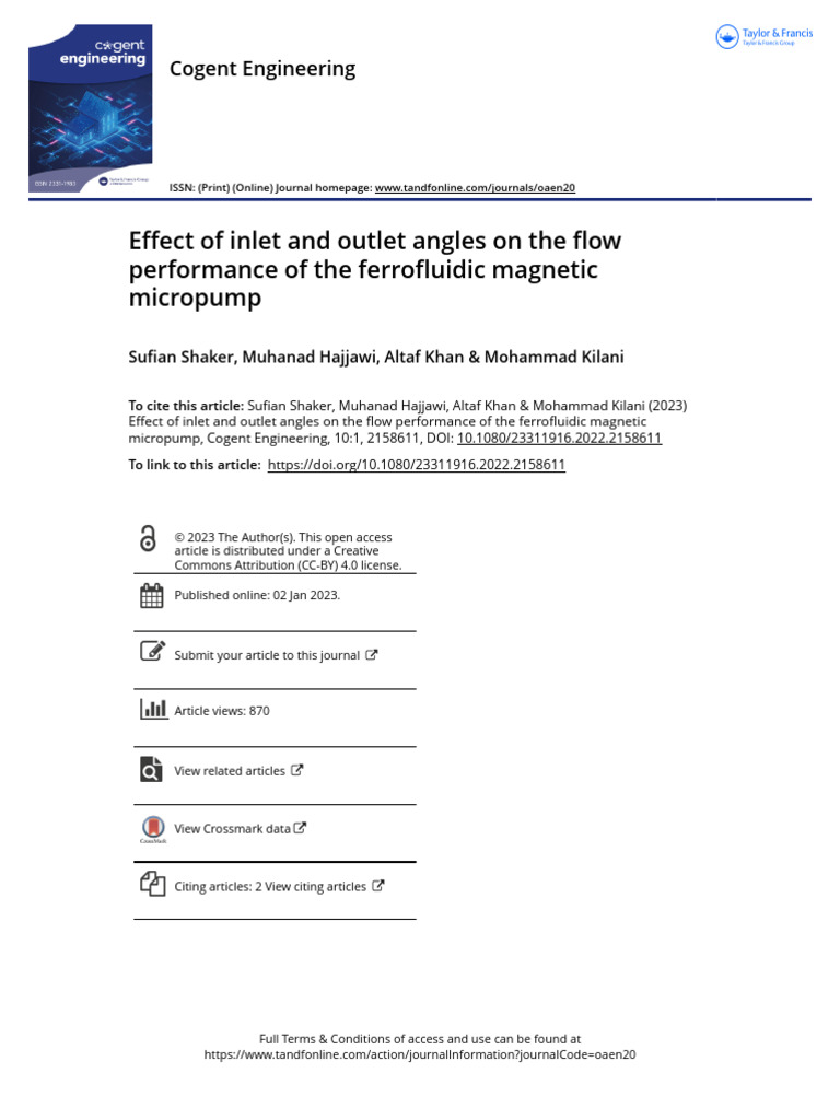Inlet/Outlet Angles Impact on Micropump Flow | PDF | Pump ...