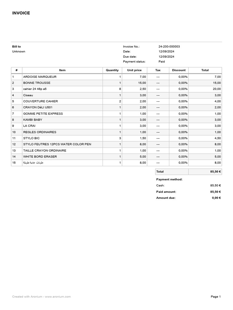 Paid Invoice Summary for Office Supplies | PDF