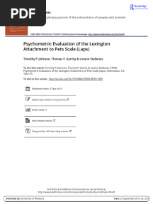 Psychometric Evaluation of The Lexington Attachment To Pets Scale (Laps)