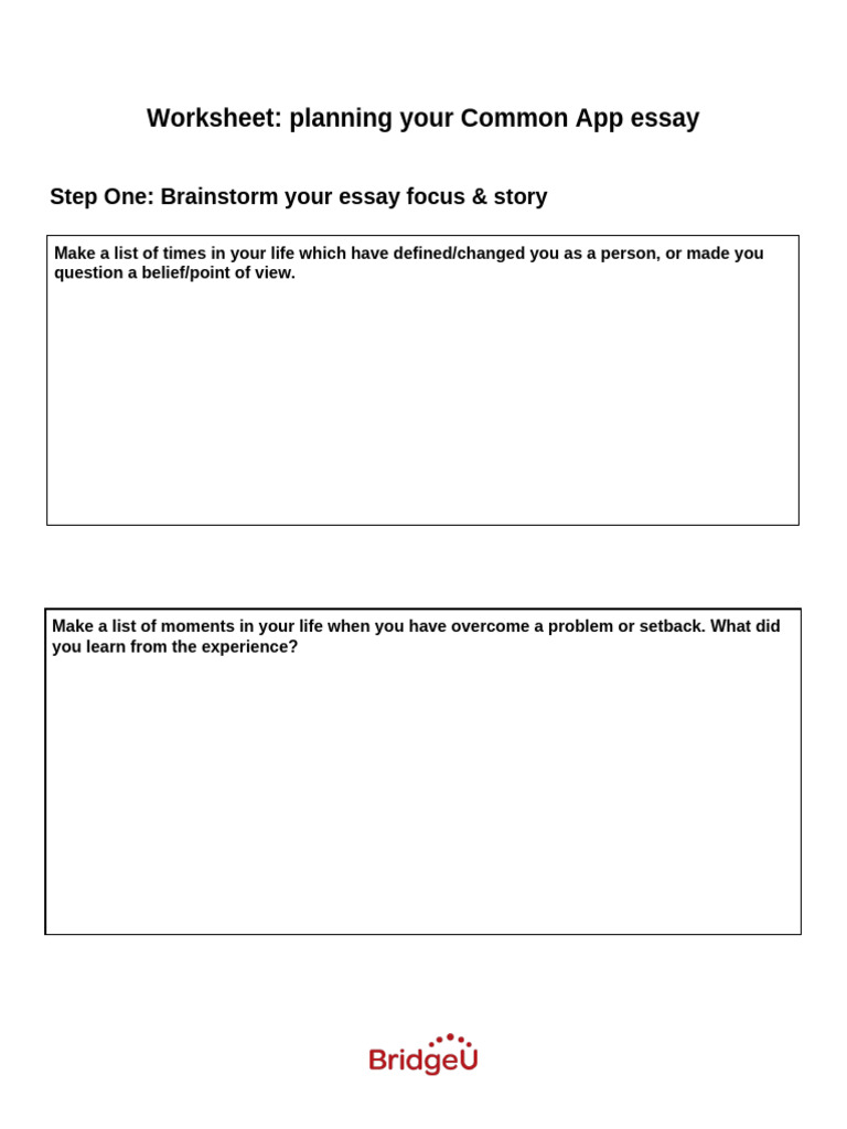 Planning Your Common App Essay | PDF | Philosophy | General Fiction