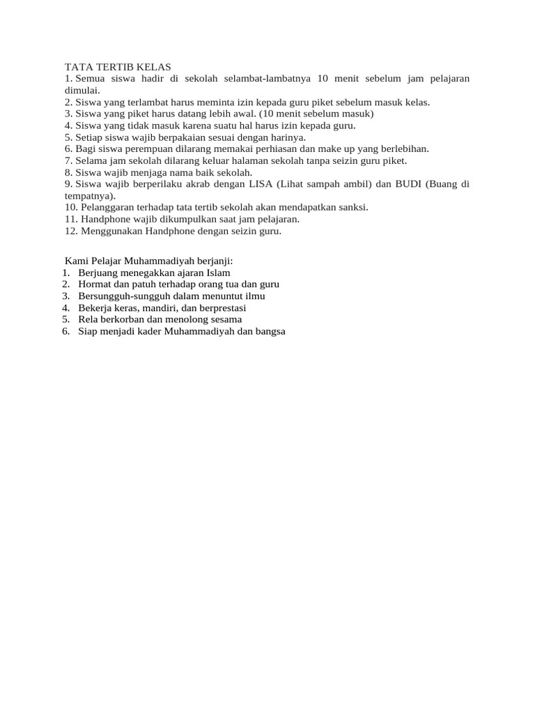 Tata Tertib Kelas | PDF | Perjalanan