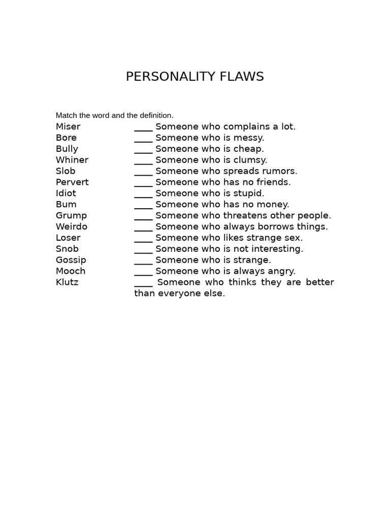 Personality Flaws | PDF | Language Arts & Discipline | Mystery ...